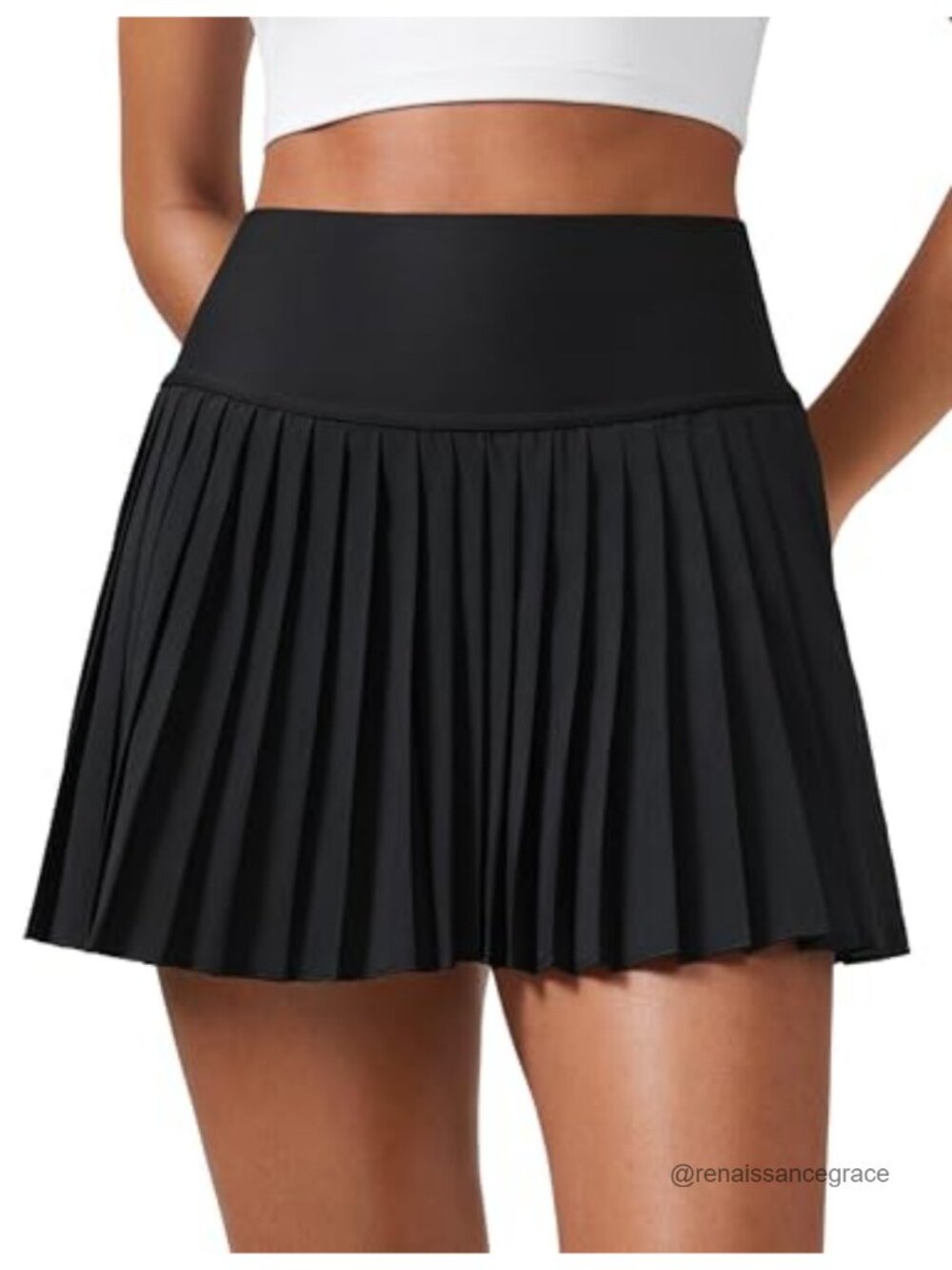 High Waisted Pleated Tennis Skirt with Built-in Shorts and Pockets
